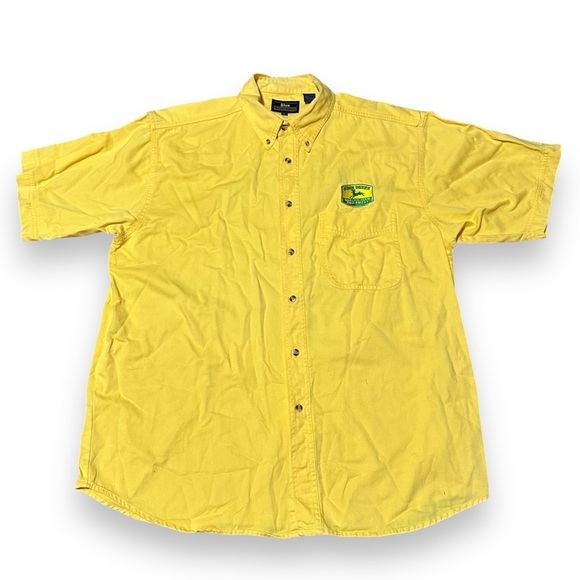 John Deere Mechanic Dealership Work Short Sleeve Large Button Down - Picture 1 of 7